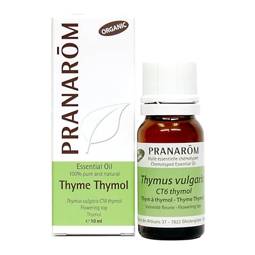 Pranarom - Pranarom Organic Thyme Thymol Oil, 100% Pure Chemotyped Essential Oil for Aromatherapy & Massage, 10 ml P-E59