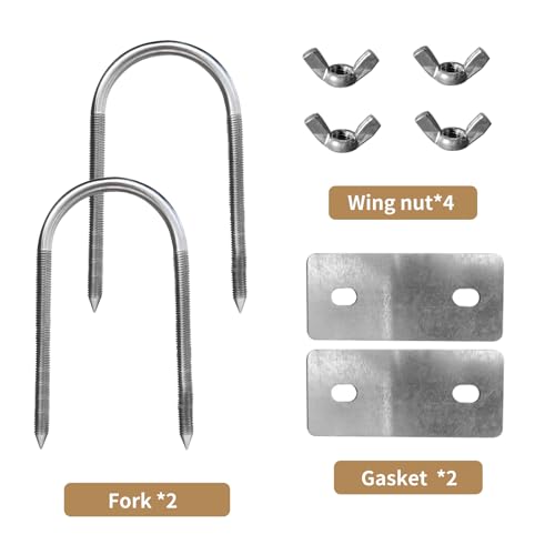 2 Stück Rotisserie Gabel U-Bolzen aus 304 Edelstahl, 14 cm Länge Grillzubehör, passend für Spießstangen bis 6,9 cm Durchmesser, Drehspieß Zubehör für ganze Grillschweine