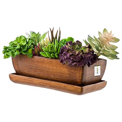 botle Keramik Blumentopf Blumenschale Kakteenschale Untersetzer Wasserloch Kakteen Bonsai Sukkulenten (rechteckig, dunkel braun) botle Keramik Blumentopf Blumenschale Kakteenschale Untersetzer Wasserloch Kakteen Bonsai Sukkulenten (rechteckig, dunkel braun)