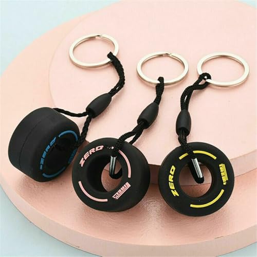 ASkinds 4Pcs Racing Tire Keychain, Wheel Tyre Auto Keychain Decoration Charms Best Gifts for Unisex Multicolor