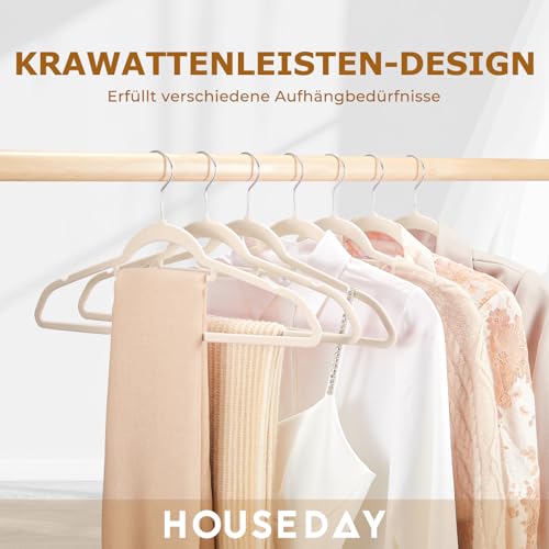 HOUSE DAY Kleiderbügel Samt, 20er Set, Premium Bügel, Kleiderbügel Platzsparend und rutschfest Samtbügel mit 360° drehbarer Haken für Hemden, Anzüge, Pullover, Hosen, Beige