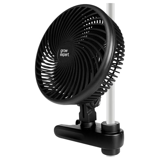 Grow Expert Oszillierender Clip-Ventilator für Growbox & Growzelte EC-Motor mit 10 Stufen, 32 dB(A), 250 cm Kabel – Umluftventilator für Luftzirkulation & gesundes Pflanzenwachstum (1 Stück)