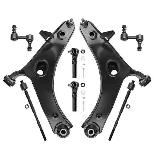 Image of Detroit Axle - 8pc Front End Kit for 2013 2014 2015 Subaru Crosstrek, 2016 2017 XV Crosstrek, 2 Lower Control Arms with Ball Joint 4 Outer Inner Tie Rods 2 Sway Bar Links Replacement