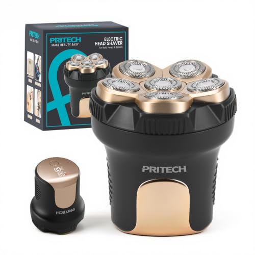 PRITECH Electric Head Shaver for Bald Men, 6 Floating Rotary Heads