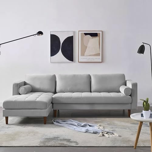 Image of Lezra LHS 4 Seater L Shape Sofa Set for Living Room (Grey Fabric) Premium Fabric Sofa