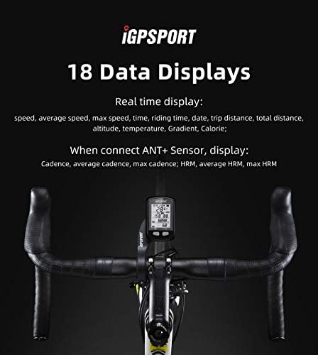 iGPSPORT iGS10 Wireless Bike Computer, IPX6 Waterproof Cycling Computer Bluetooth/ANT+ Bicycle GPS combo with bike mount Cadence/Speed Sensor