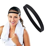 VerteLife Schweißband für Damen und Herren, Stretchy Elastische Sport Stirnband, Feuchtigkeitsableitend Anti-Rutsch Schweissband Haarband für Laufen, Radfahren, Yoga, Fitness - Schwarz