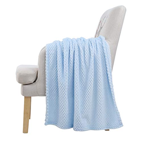 ZECHREY Unisex Baby Fluffy Waffle Flannel Fleece Blanket Super Soft Warm Cozy for Newborn Infant Toddler Kids, 30''x36'', Blue
