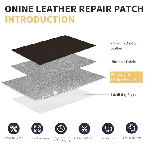 Image of ONine Leather Repair Patch,Leather Repair Tape, 3 x 60 inches Leather Repair Patch for Furniture,Vinyl Repair Kit,Leather Couch Patch,for Sofas, Furniture, Car Seats(Dark Brown-Fine Grain)