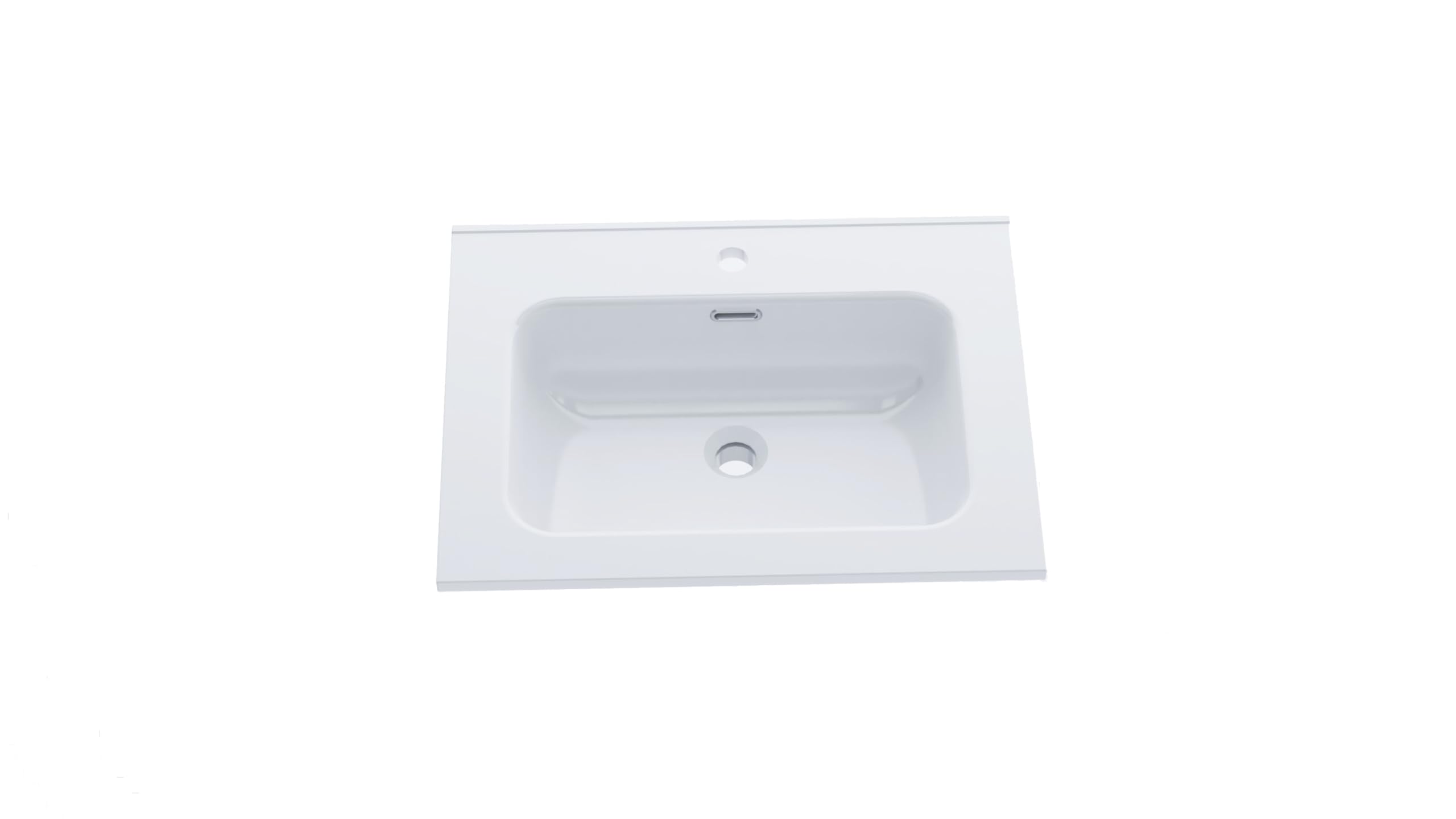 BAIKAL Lavabo in ceramica da incasso. Piano di lavoro in ceramica. Lavabo rettangolare in bianco lucido. Lavandino integrato di facile montaggio. Profondità 46 cm, larghezza 61 cm