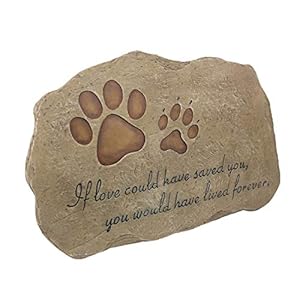   KEXMY-Pet-Memorial-Stone-Grave-Marker-for-Dog-or-Cat-Pet-Dog-Garden-Stone-for-Outdoor-Backyard-Patio-or-LawnSyampathy-Pet-Dog-Loss-Gifts-Paw-Print-Stone