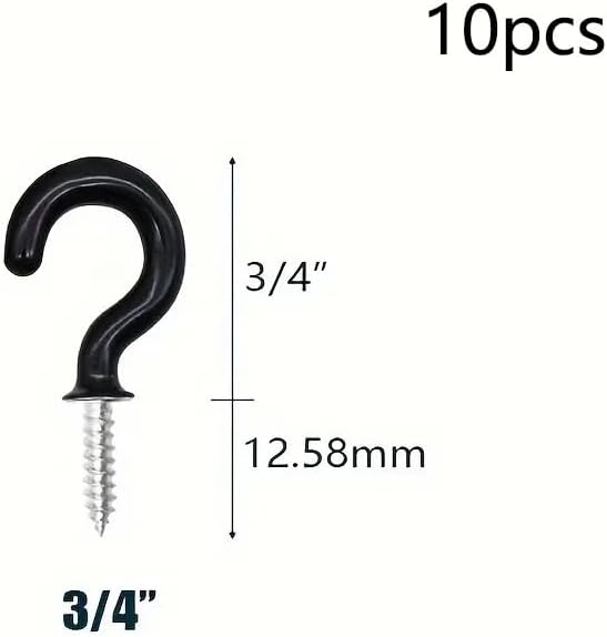 10pcs 3/4" Vinyl-Coated Hook, Question Mark Hook, Heavy Duty Screw Cup Hook for Bathroom Wall Hanging