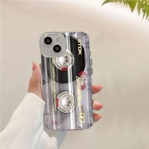 NOBAA Funda para teléfono para iPhone 15 14 13 12 11 Pro MAX X XR XS MAX 7 8Plus SE Vintage Old Cassette Tape Funda Trasera Suave de Silicona TPU, C6, para iPhone 13