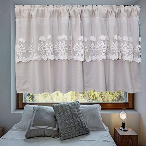 Cortina para varilla oscureciente gris de baño estilo rural con encaje 4