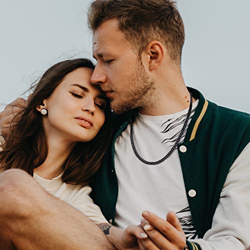 Ieftop Boyfriend Gifts Boyfriend Necklace, Stainless Steel Black Cuban Link Chain For Men Boyfriend Jewelry Birthday Christmas Gifts For Boyfriend Anniversary Valentines Day Gifts For Boyfriend Him #TOP2