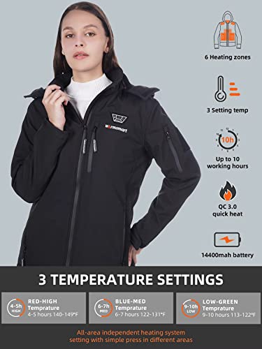 Heated jackets for Women with 14400mAh Battery Pack, Heated Coats with Detachable Hood Windproof2