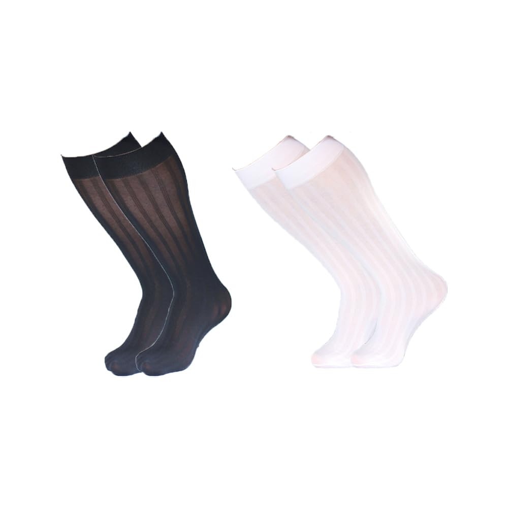 Calze al ginocchio da uomo, sottili, 2 paia, ultra sottili, lunghe, da lavoro, in seta, leggere, traslucide, traspiranti, in nylon, estive, in morbida seta, per uomo