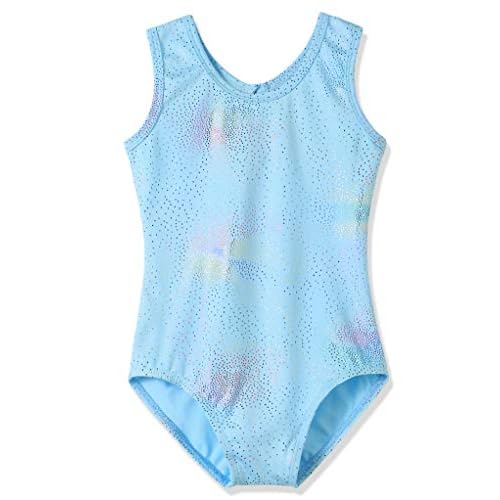 HOZIY Leotards for Girls Ballet Gymnastics Sleeveless Long Sleeve Colorful Sparkles Aqua Blue Pink Purple Solid 3-4T A Sky Blue