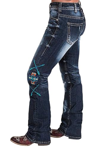 Flamingals Women Floral Bootcut Jeans Mid Waist Ripped Jeans Vintage Denim Pants with Pockets4