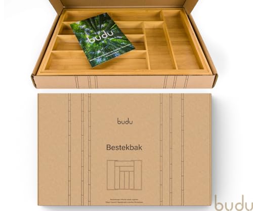 Miniatura 9 de Budu Organizador De Cubiertos 47 Profundidad 47 Cm De Bambú, Bandeja Para Cubiertos Extensible, Cubertero Ajustable Para Cajón