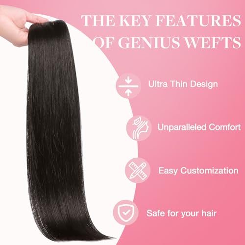 Image of GOO GOO Genius Weft Hair Extensions Human Hair, Sew In Weft Extensions, Seamless Blend & No Bulk Flat, Natural Volume for Women, #2 Dark Brown 14 Inch 50g