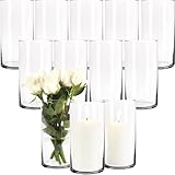 Lieferumfang: 12 Stück zylindrische Dekogläser als Blumenglas oder Windlichtglas geeignet (Lieferumfang erfolgt ohne Blumen, ohne Kerzen)