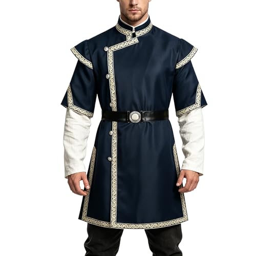 Costume tunique de chevalier médiéval pour homme avec ceinture de guerrier
