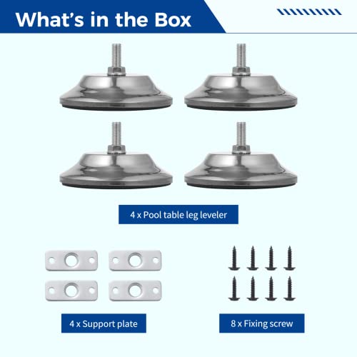 4Pcs Pool Table Leg Levelers, 5-Inch Billiard Table Leg Leveling Risers, Adjustable Height, Heavy-Duty Table Leveling Feet For Pool Tables, Ping-Pong Tables, Soccer Tables #TOP4