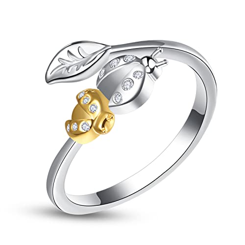 Bague en argent sterling 925 coccinelle ajustable KINGWHYTE de haute joaillerie