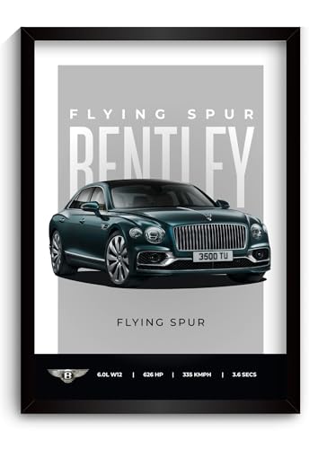Image of Bentley Flying Spur Poster | Framed A4 Sized (31 x 23 cm) | Bentley Car Posters for Wall, Gift for Boys | Supercar Frames | Poster Sportscar Frame | Car Posters for Wall, Bedroom, Hostel, Study Room, Desk (F 032)