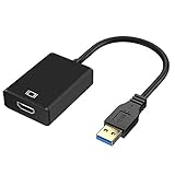 HAL USB 3.0/2.0 zu HDMI Adapter, Full HD 1080P Video und Audio Multi Monitor Grafikkabel Konverter für PC Laptop Projektor HDTV Kompatibel mit Windows XP 7/8 / 8.1/10 (NO MAC & Vista) - Schwarz