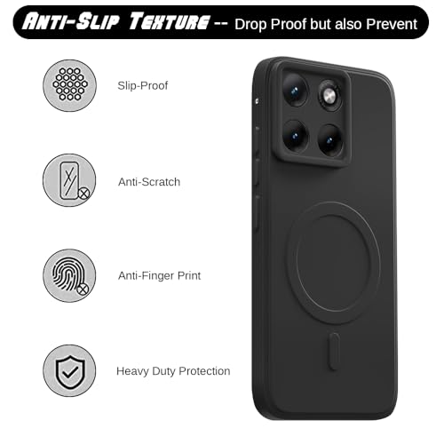 Image of Back Cover | MagFit Ring Design (Non-Magnetic) | Shockproof Case | Anti-Slip Grip | Raised Camera Edges | Slim Protective Case for Motorola Moto Edge 70 Fusion 5G (Matte Black)