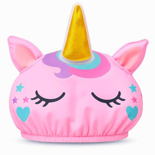 Cute Shower Cap for Kids Kids Shower Cap for Girls Cute Waterproof Kid Hat for Girl Reusable - Unicorn Design