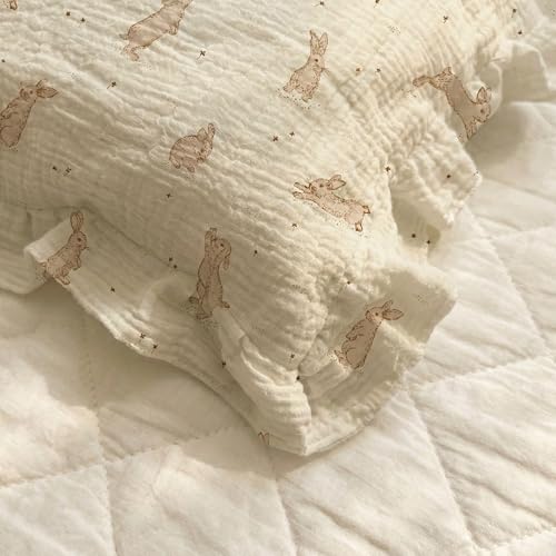 Image of Toddler Pillowcases for 13 inchx18 inch Pillow 2 Pack, Muslin Small Toddler Baby Kids Travel Pillow Covers for Boys Girls with Envelope Closure (Flower E & Pink-Ruffled, 13 x 18 Inch)