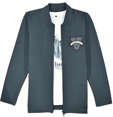 Image of Boys Full Sleeves Solid Jacket and T-Shirt