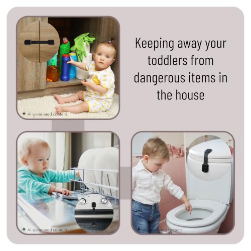 Image of Bates- Child Safety Strap Locks, 10 Pack, Black, Baby Cabinet Locks, Toilet Locks Baby Proof, Child Proof Drawer Locks, Cabinet Baby Locks for Cabinets, Child Proof Cabinet Locks, Drawer Child Locks