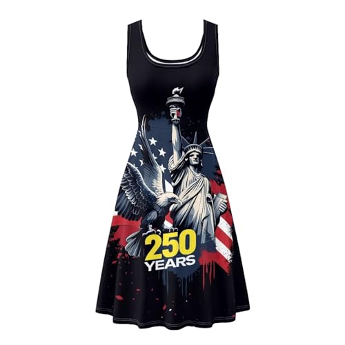 Image of Women Stylish Tank Dresses Sleeveless Round Neck Midi Casual Dress with Pocket for Summer