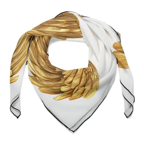 White Angel Wings Women Hair Scarf Square Silk Like Head Scarves Handkerchief Satin Neck Scarf