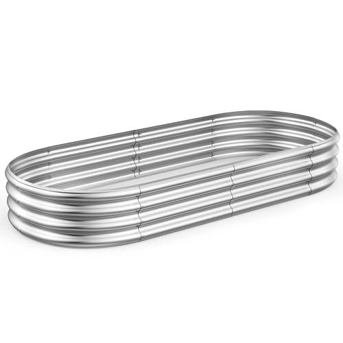 Rakukiri Raised Garden Bed GRS Certified Galvanized Planter Box Outdoor, 8ft Oval Rot-Resistant Metal Garden Bed Planter, Recycled Material Planter for Vegetables Flowers Herbs (Silver) by Rakukiri - Image 7