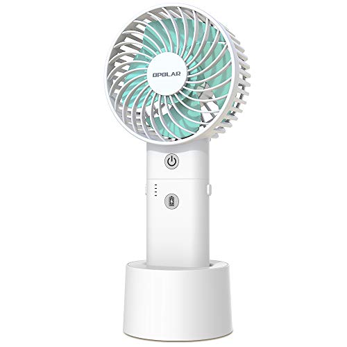 OPOLAR Battery Operated Handheld Personal Fan with Base, 10W Quick Charge Small Portable