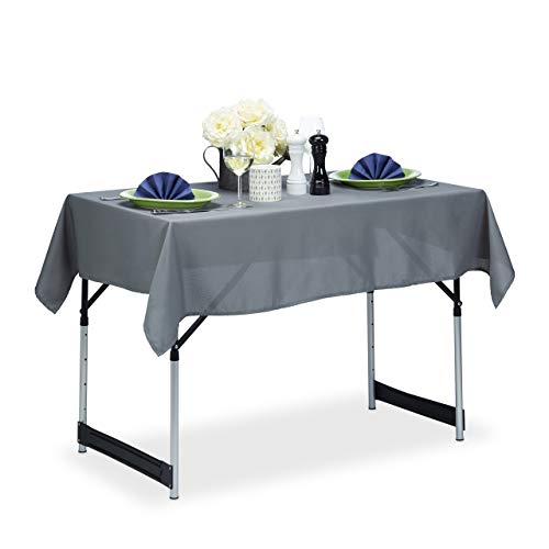 Preisvergleich Produktbild Relaxdays Tischdecke wasserabweisend, pflegeleicht, Polyester-Tischtuch, bügelfest, Gartentischdecke eckig 110x140, grau