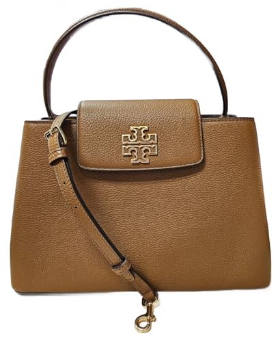 Tory Burch Bolsa feminina pequena 140972 Britten Moose Brown com ferragens douradas, Marrom alce, Medium