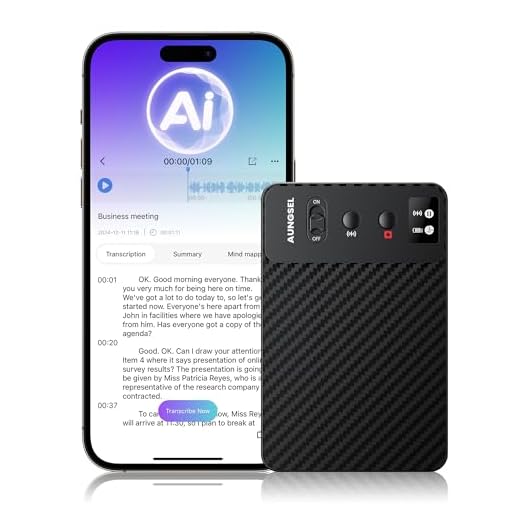 AI Voice Recorder, Free Transcribe & Summarize AI Audio Recorder, Support 121 Languages, 64GB Memory, Wireless Charging, App/Web Control, Digital Recording Device for Lectures, Meetings, Calls, Black