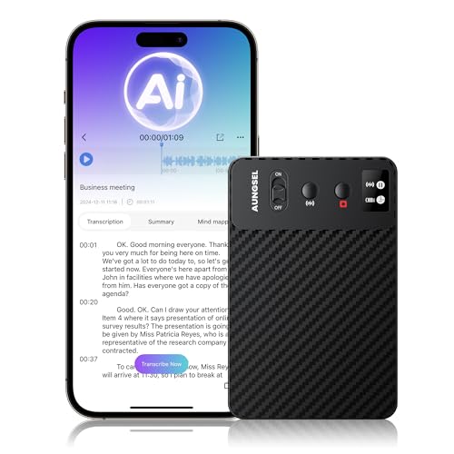 AI Voice Recorder, Transcribe & Summarize AI Audio Recorder, Support 121 Languages, 64GB Memory, Wireless Charging, App/Web Control, Digital Recording Device for Lectures, Meetings, Calls