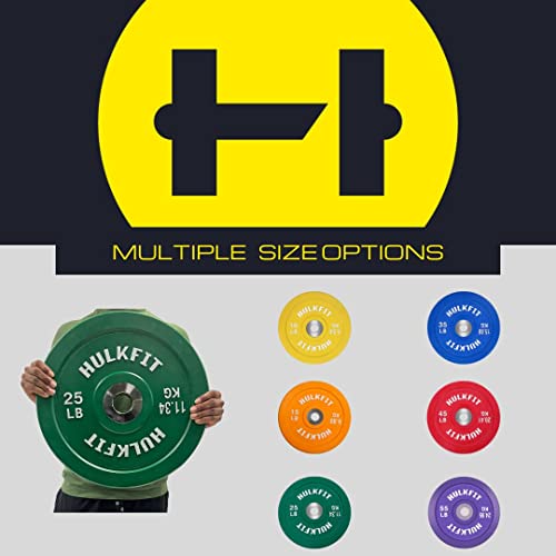 HULKFIT-2-Pro-Series-Olympic-Shock-Absorbing-Rubber-Bumper-Weight-Plates-Set-for-Barbells-Multi-Color