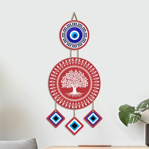 Image of Artvibes Tree of Life Evil Eye Wall Hanging for Home Entrance Decor | Nazar Battu Protection Hanging for Living Room Bedroom Office | Vastu Positive Energy MDF Decorative Gift (WH 85122N)