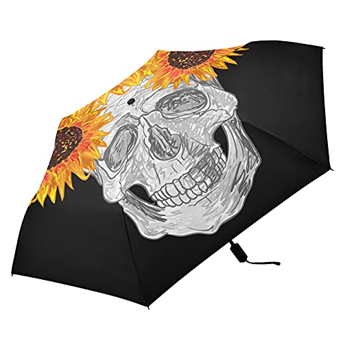 Parapluie pliable noir tête de mort : la solution compacte et anti-UV