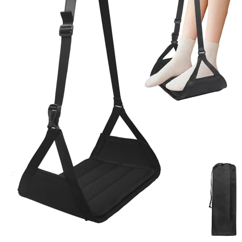 FANPUJOR Airplane Foot Hammock, Wide Adjustable Foot Rest with Removable