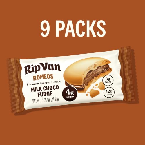 Image of Rip Van Romeos Milk Choco Fudge Cookies - Low Sugar Cookies - Healthy Keto Snack - Individual 2 Packs (18 Count)