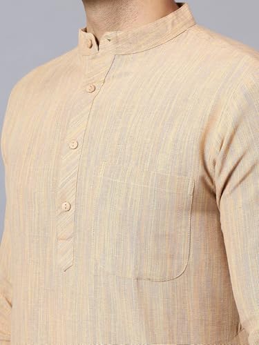 Image of LATEST CHIKAN Men's Cotton Long Kurta Full Sleeves - Casual Ethnic Wear